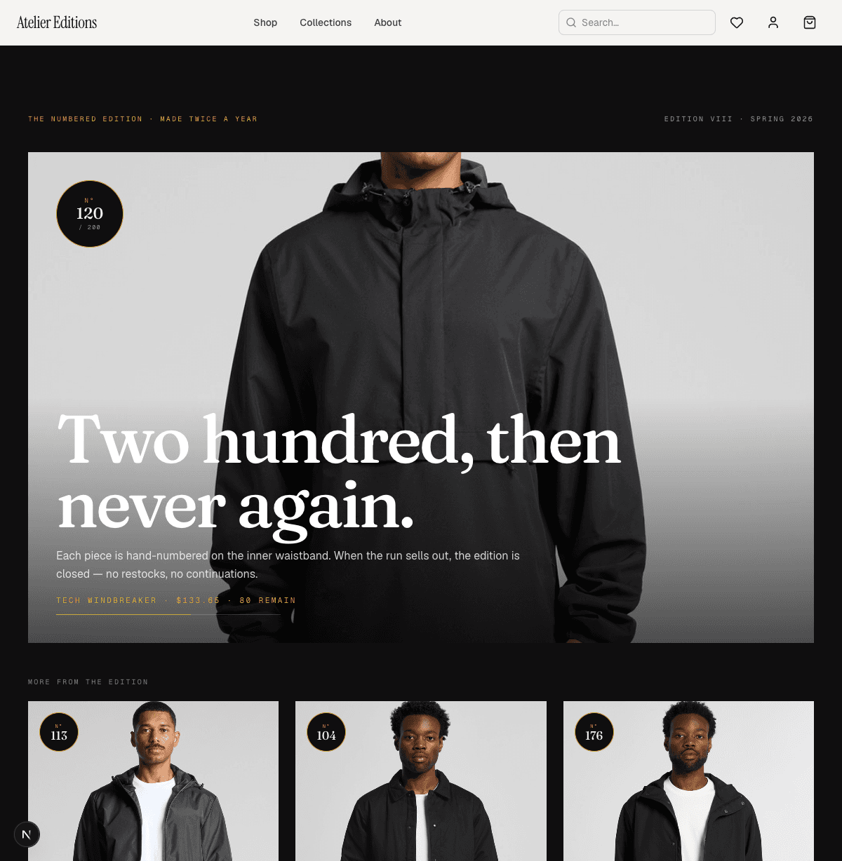A live ThreadzShops storefront — Atelier Editions — built and fulfilled on the platform.